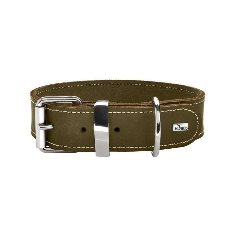 Hunter Aalborg Special collier en cuir pour chien, vert olive