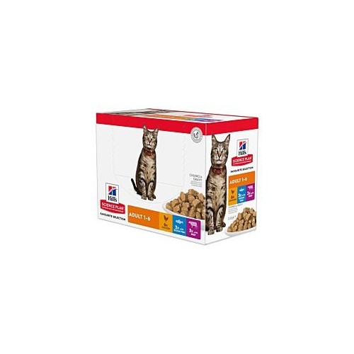 Hill's Science Plan Feline Adult Multipack chicken, beef and fish - aliment humide en sachet