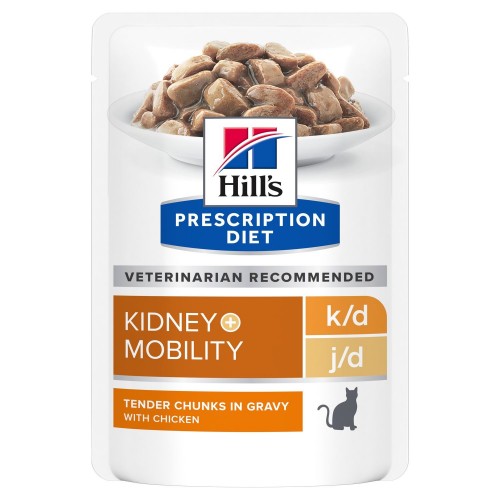 Hill's Prescription Diet Feline Kidney Care k/d + Mobility Tender Chunks in Gravy - aliment humide en sachets