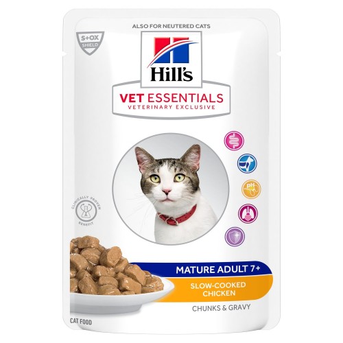 Hill's Vet Essentials Feline Mature au poulet- Aliment humide en sachets
