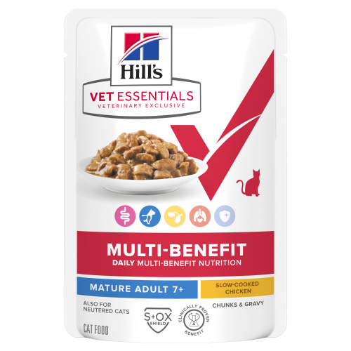 Hill's Vet Essentials Multi-Benefit mature adult7+ Chicken pour Chat- aliment humide en sachet 12x85g