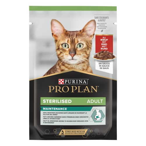 Purina ProPlan Cat Wet STERILISED Adult with BEEF - aliment humide en sachet 10x85g