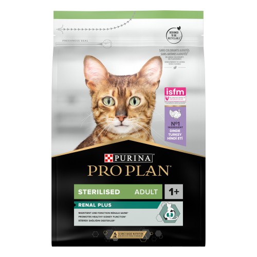 Purina ProPlan Cat STERILISED Adult Renal plus TURKEY - croquettes 3kg