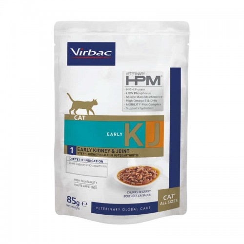 Virbac Veterinary HPM Cat Early Kidney & Joint KJ1 12 x 85 g - aliment humide en sachet
