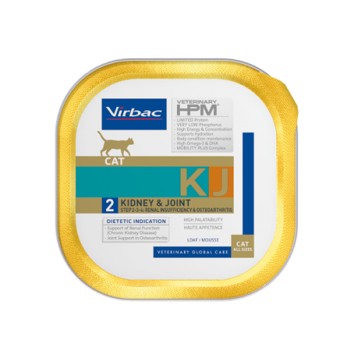 Virbac Veterinary HPM Cat Kidney & Joint KJ2 14 x 85 g - aliment humide en boîte