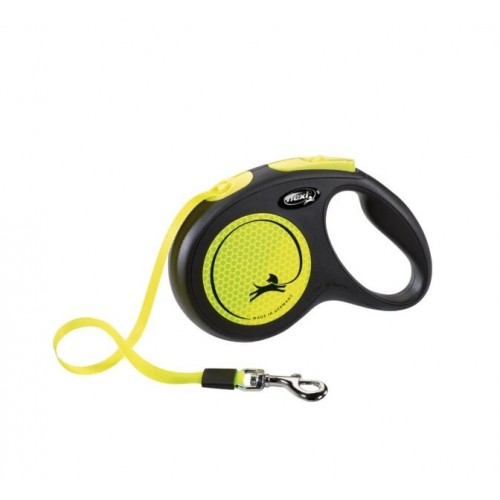 flexi New NEON Laisse à enrouleur XS avec sangle fluo jaune de 3 m