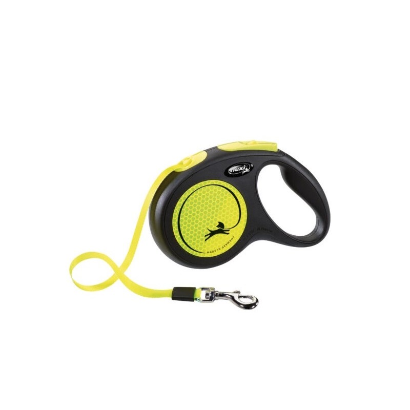 flexi New NEON Laisse à enrouleur XS avec sangle fluo jaune de 3 m