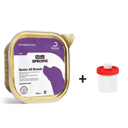 Kit Distributeur Gako 50ml + Aliment humide SPECIFIC Dog CGW Senior All Breeds en barquette 6x300g