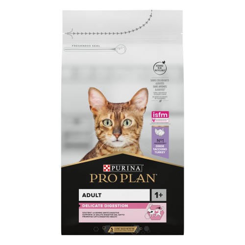Promo Purina ProPlan Cat Adult1+ Delicate Digestion TURKEY 10kg (6/26) petit trou - croquettes