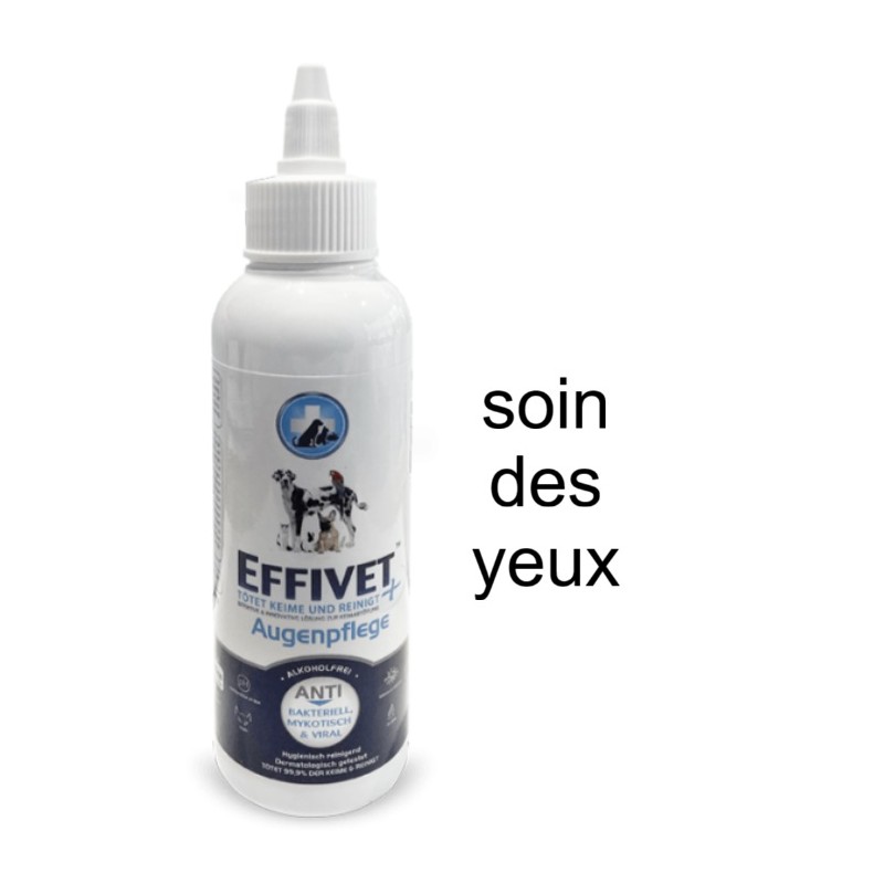 Effivet Solution de Soin des YEUX pour chiens, chats, chevaux et NACs, 150 ml