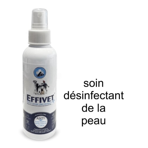 Effivet Solution Spray de Soin Désinfectant de la PEAU pour chiens, chats, chevaux et NACs, 150 ml