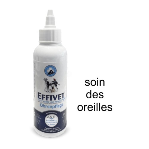Effivet Solution de Soin des OREILLES pour chiens, chats, chevaux et NACs, 150 ml