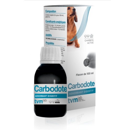 Carbodote TVM DP charbon actif pour chien et chat 100ml