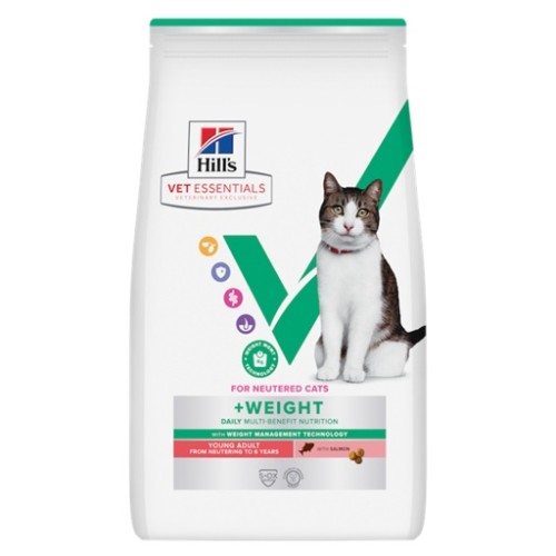 Hill's Vet Essentials Cat Multi-Benefit +WEIGHT Neutered Young Adult au Saumon 1,5 kg - croquettes
