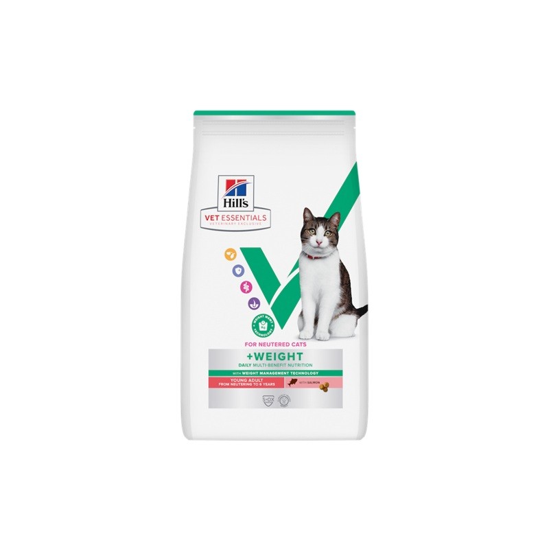 Hill's Vet Essentials Cat Multi-Benefit +WEIGHT Neutered Young Adult au Saumon 1,5 kg - croquettes