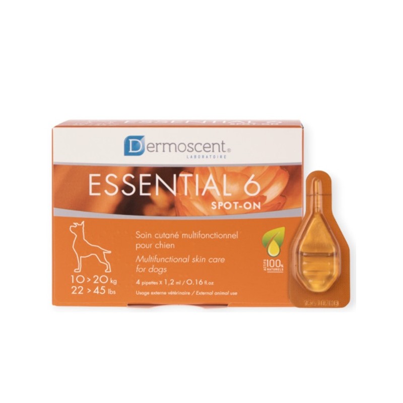 Dermoscent ESSENTIAL 6 Spot-on M pour CHIEN de 10 à 20 kg - 4x1,2ml