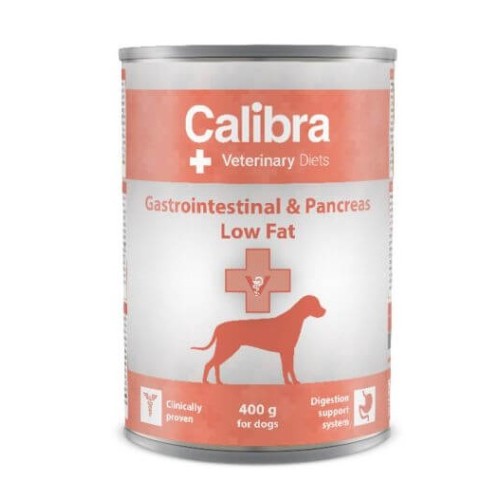 Gastrointestinal + Pancreas Low Fat pour chien, aliment humide en boîtes 6x400g
