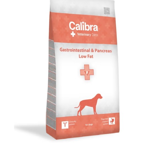 Calibra Canine Veterinary Diet Gastrointestinal & Pancreas Low Fat pour chien, 12kg